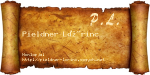 Pieldner Lőrinc névjegykártya